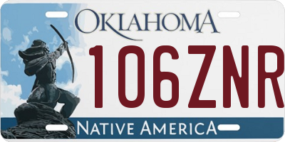 OK license plate 106ZNR