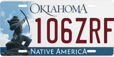 OK license plate 106ZRF