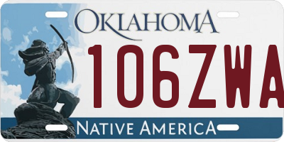 OK license plate 106ZWA