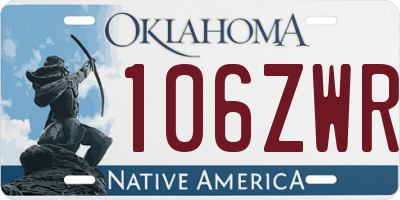 OK license plate 106ZWR