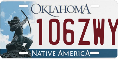 OK license plate 106ZWY