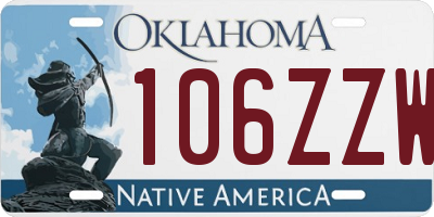 OK license plate 106ZZW