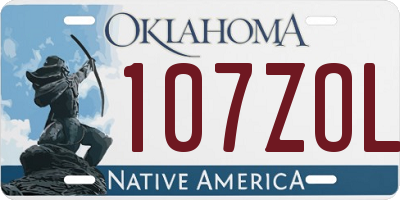 OK license plate 107ZOL