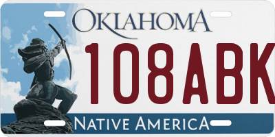 OK license plate 108ABK
