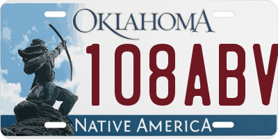OK license plate 108ABV