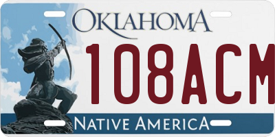 OK license plate 108ACM