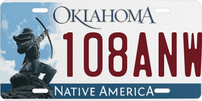 OK license plate 108ANW