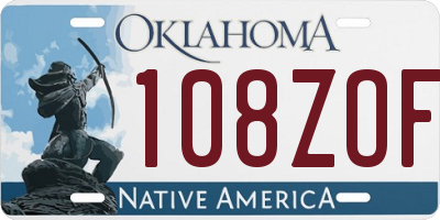 OK license plate 108ZOF