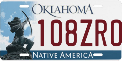 OK license plate 108ZRO