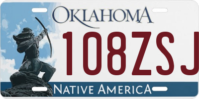 OK license plate 108ZSJ