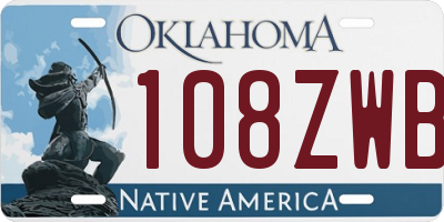 OK license plate 108ZWB