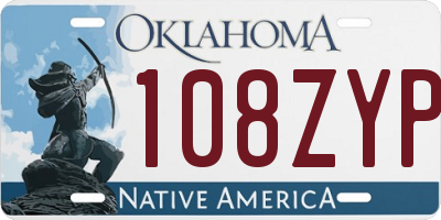 OK license plate 108ZYP