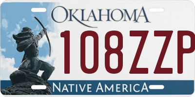 OK license plate 108ZZP