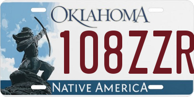 OK license plate 108ZZR