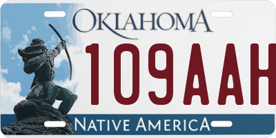 OK license plate 109AAH