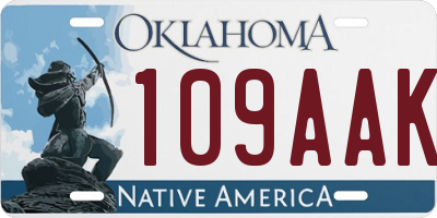 OK license plate 109AAK
