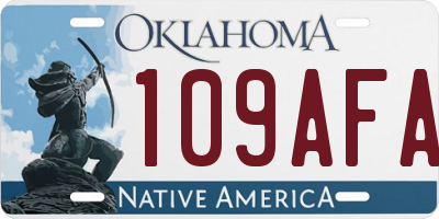 OK license plate 109AFA