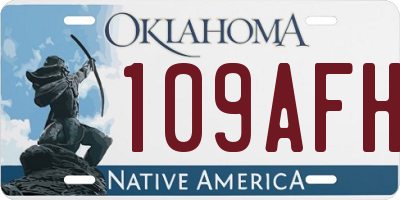 OK license plate 109AFH