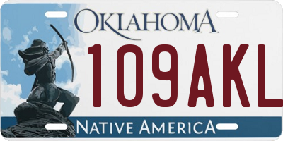 OK license plate 109AKL