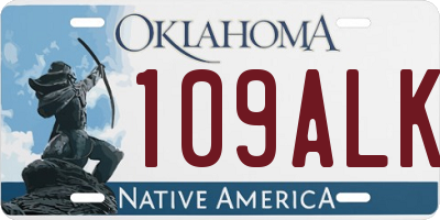 OK license plate 109ALK