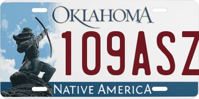 OK license plate 109ASZ