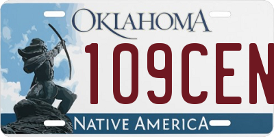 OK license plate 109CEN