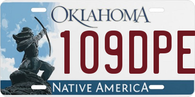 OK license plate 109DPE