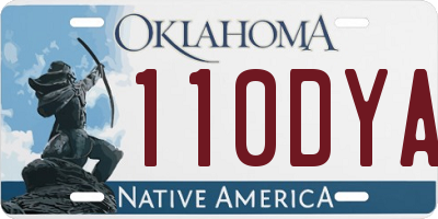 OK license plate 110DYA