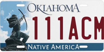 OK license plate 111ACM