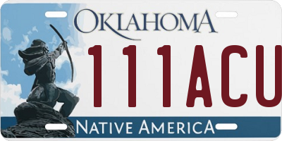 OK license plate 111ACU