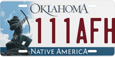 OK license plate 111AFH