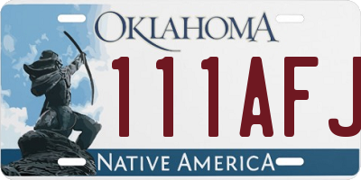 OK license plate 111AFJ
