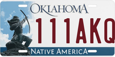 OK license plate 111AKQ