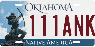 OK license plate 111ANK