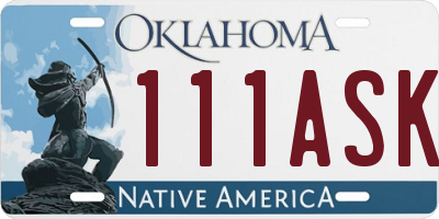 OK license plate 111ASK