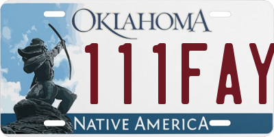 OK license plate 111FAY