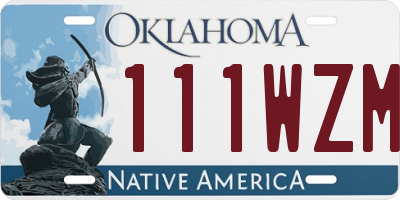 OK license plate 111WZM
