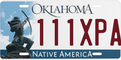 OK license plate 111XPA