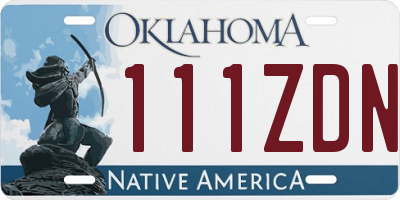 OK license plate 111ZDN