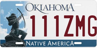 OK license plate 111ZMG