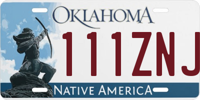 OK license plate 111ZNJ
