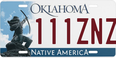 OK license plate 111ZNZ