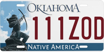 OK license plate 111ZOD