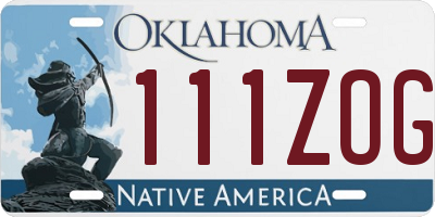 OK license plate 111ZOG