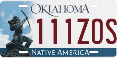 OK license plate 111ZOS