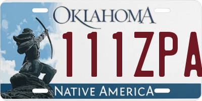 OK license plate 111ZPA