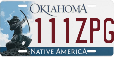 OK license plate 111ZPG