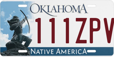 OK license plate 111ZPV