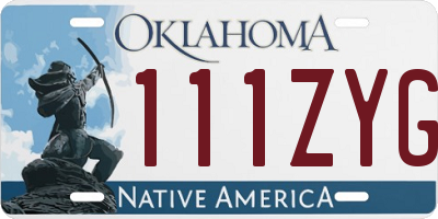 OK license plate 111ZYG