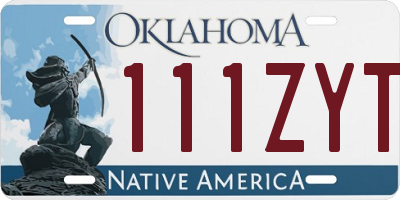 OK license plate 111ZYT